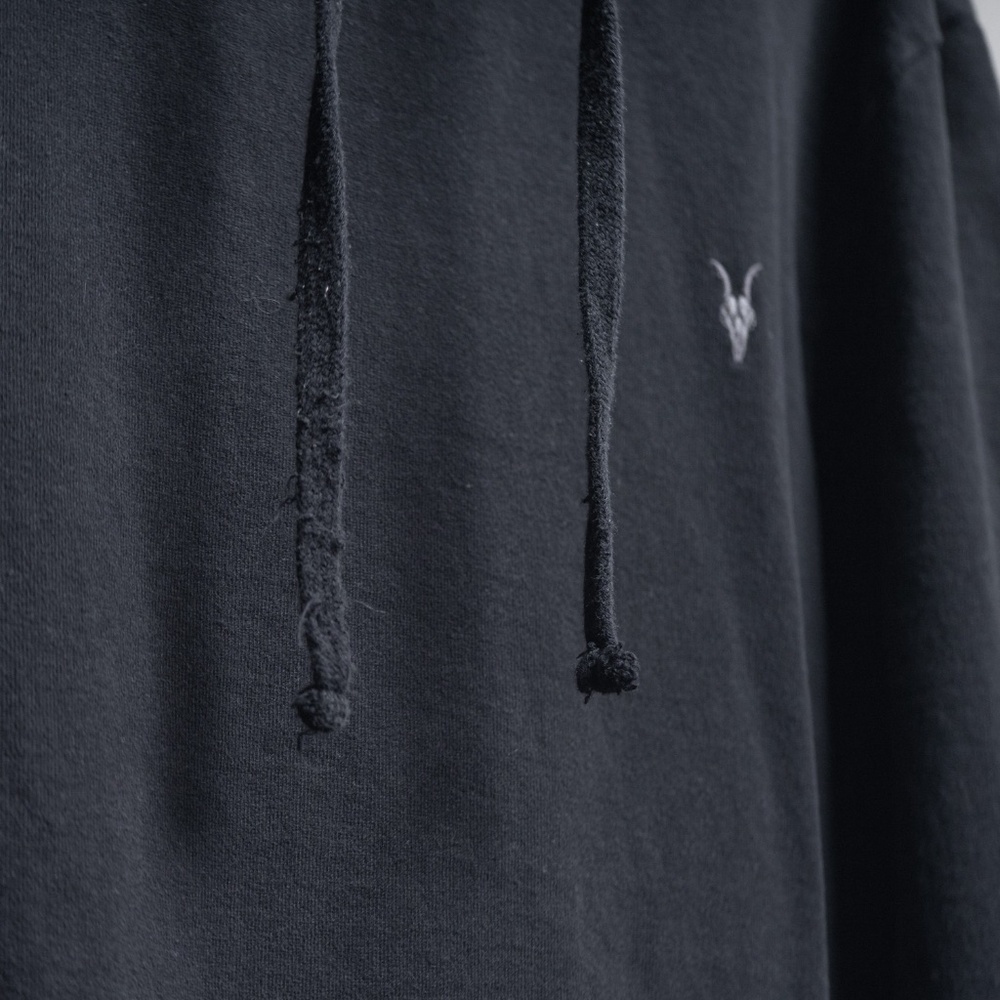 AllSaints Men’s Lg Hoodie Raven Black Pullover French Terry Pocket LS Sweatshirt - Picture 5 of 16